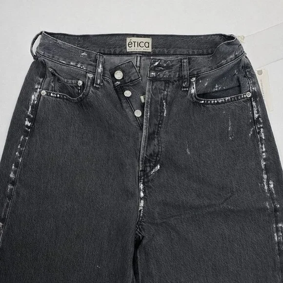 Anthropologie Etica Marley Ultra High Rise Baggy Jeans Women's Sz 30 Icicle Grey - Picture 14 of 16